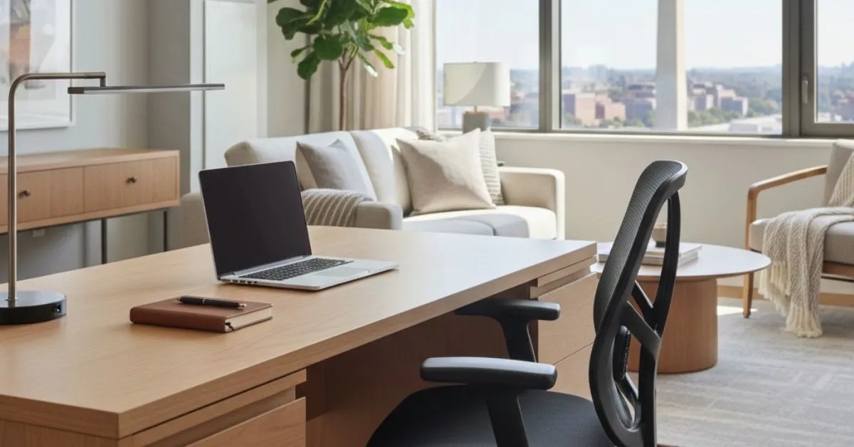 Corporate housing in DC with dedicated workspace and furnished interior