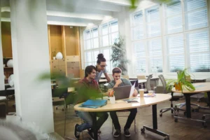 Business team working in a modern corporate apartment in New York