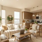 Modern temporary housing apartment in Houston TX with furnished interior