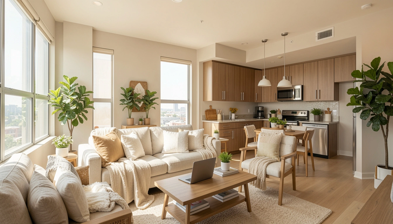 Modern temporary housing apartment in Houston TX with furnished interior