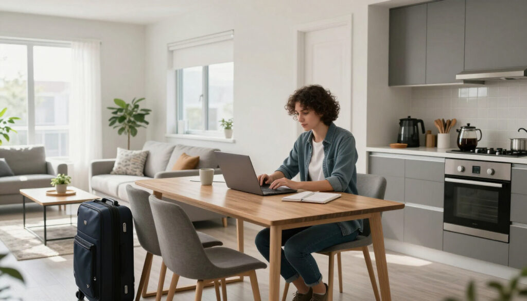 Short term apartment rentals in Mississauga with modern furnished workspace